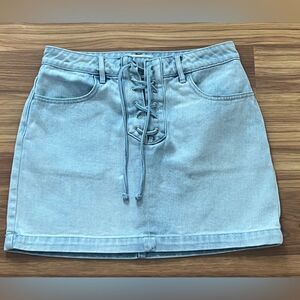 Pac Sun Denim Skirt Criss Cross Detail Light Wash Size 25